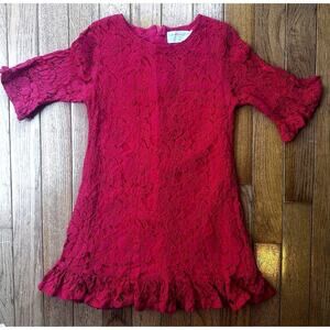 Mud Kingdom Girls Dress Red Lace dress size 5 *Brand size chart in photos